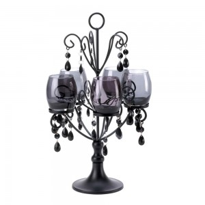 Romantic Visions Circular Candleholder with Tinted Glass Votive Cups and Acrylic Beads for Decorative Dining Room Table Decor by Home 'n Gifts   
